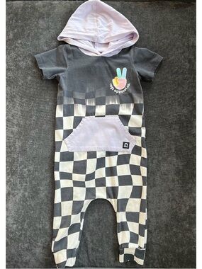 Rags Hooded Checkered Romper Size 18-24 Months